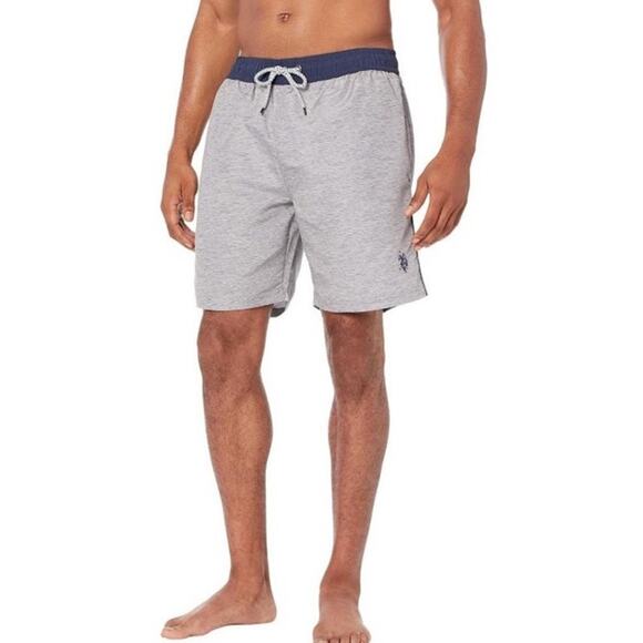 U.S. Polo Assn. Mens Gray Board Shorts Drawstring Waistband Swim Trunks Sz Small - Picture 1 of 10